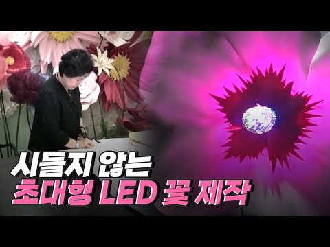 [핫클립] 축제, 놀이공원에 전시된 LED 꽃 제작 과정